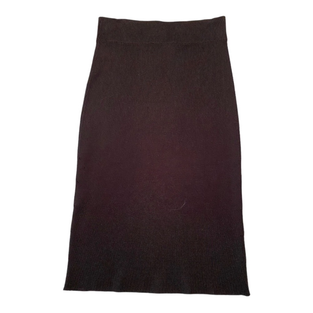 Yves Saint Laurent Black Silk Blend Ribbed Knit Pull on Pencil Skirt Size Medium